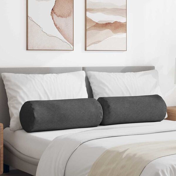 vidaXL Μαξιλάρια Στήριγμα 2 pcs Σκούρο Γκρι Ø 25 x 70 cm