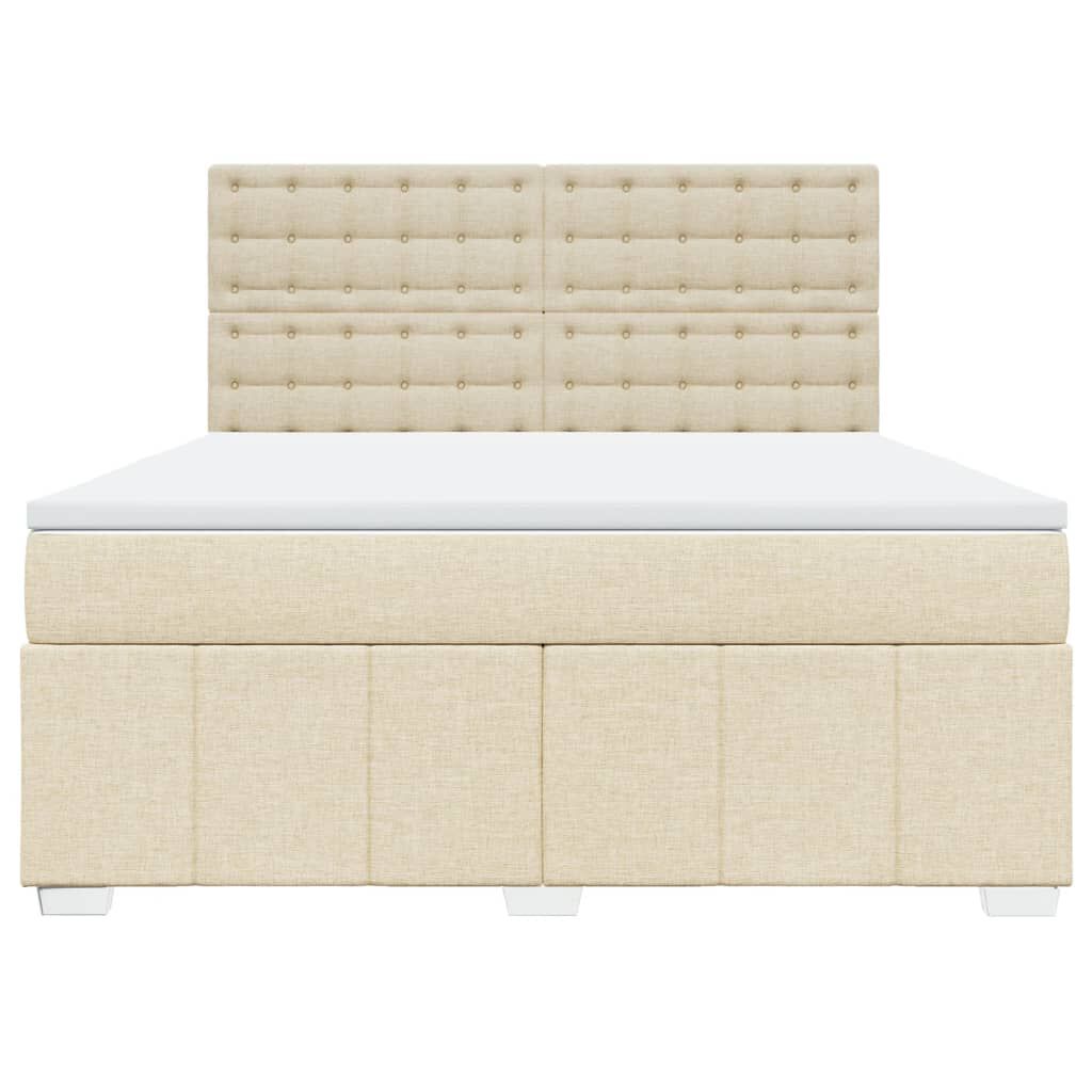 vidaXL Κρεβάτι Boxspring με Στρώμα Κρεμ 180x200 εκ. Υφασμάτινο