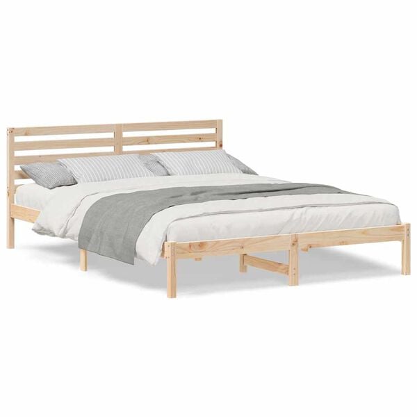 vidaXL Σκελετός Κρεβατιού Καφέ 160 x 210 cm Μασίφ ξύλο πεύκου