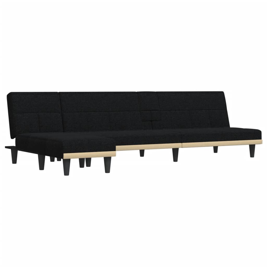vidaXL Καναπές Κρεβάτι Γωνιακός Μαύρος 255x140x70 εκ. Υφασμάτινος