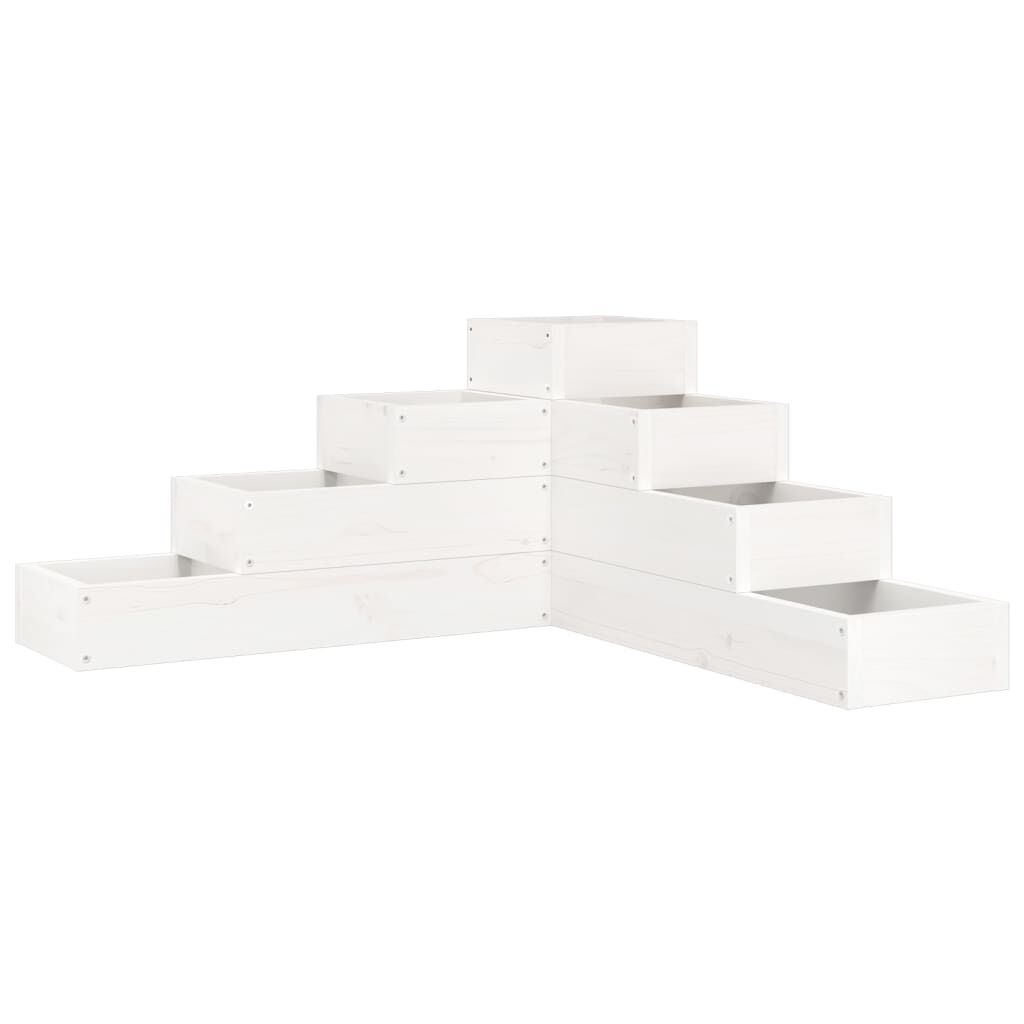 vidaXL Ζαρντινιέρα 4 Επιπέδων Λευκή 80,5x79x36 εκ. Μασίφ Ξύλο Πεύκου
