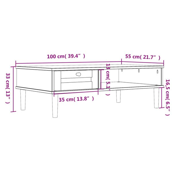 vidaXL Τραπεζάκι Σαλονιού SENJA Λευκό / Ρατάν 100x55x33 εκ. Μασίφ Ξύλο