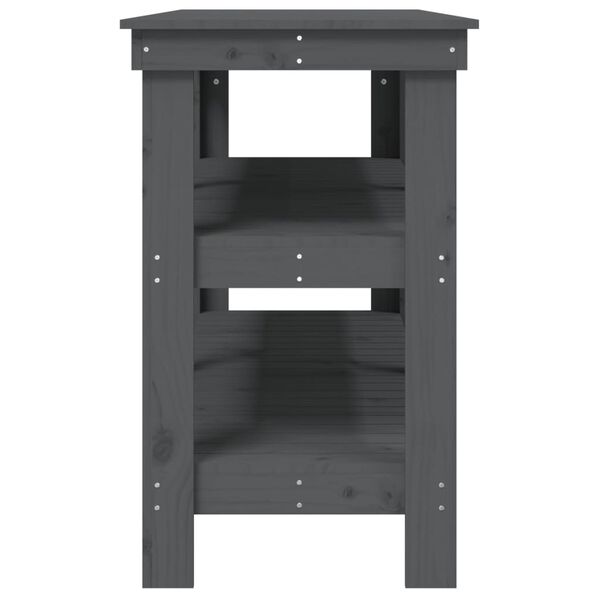 vidaXL Πάγκος Εργασίας Γκρι 142,5 x 50 x 80 εκ. από Μασίφ Ξύλο Πεύκου