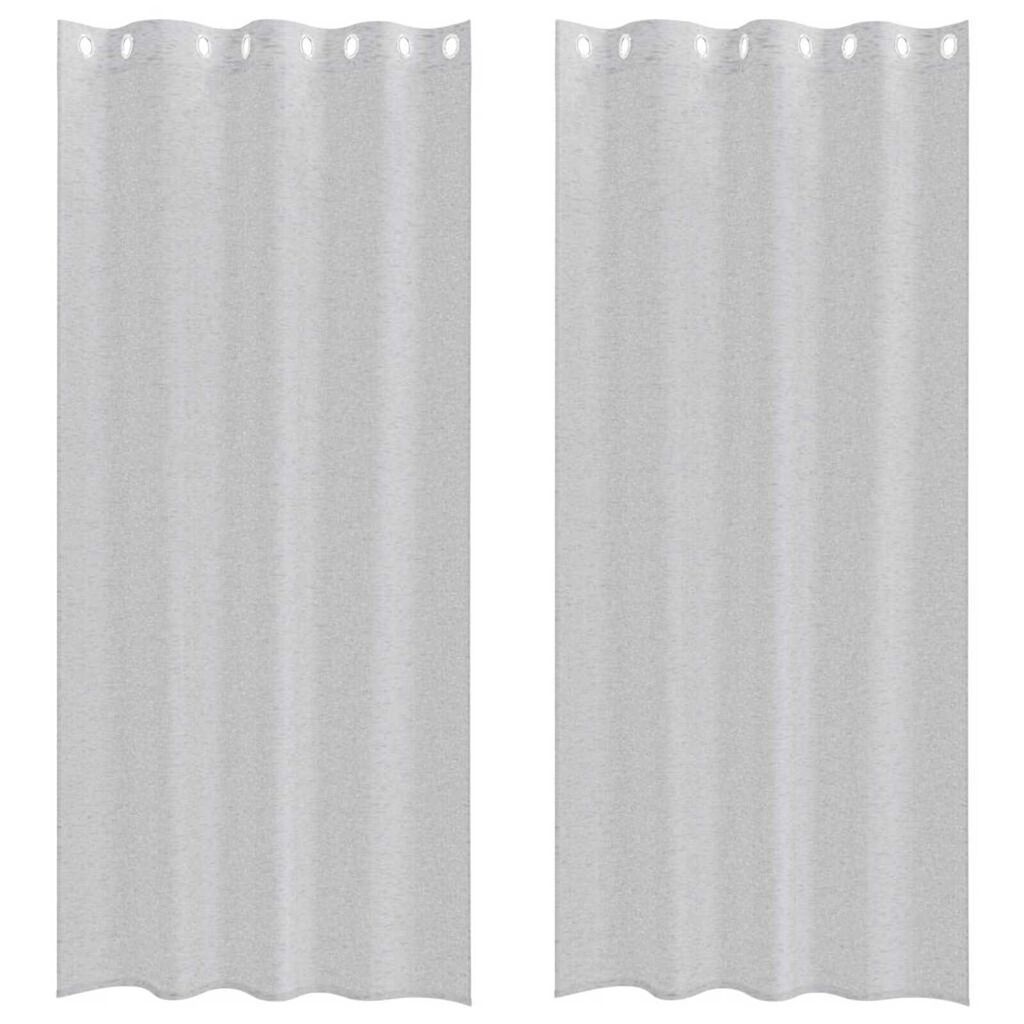 vidaXL Κουρτίνες με κουρτίνες 2 pcs Ανοιχτό γκρι Πολυεστέρας