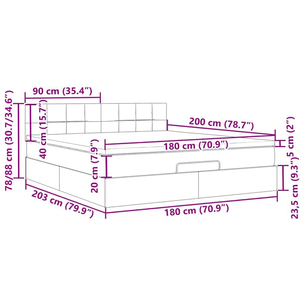 vidaXL Οθωμανικό κρεβάτι με στρώμα σκούρο μπλε 180x200cm Velvet