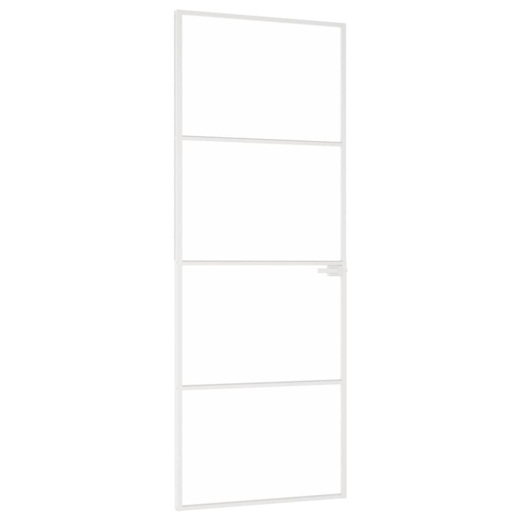 vidaXL Εσωτερική Πόρτα Λευκή 76x201,5 εκ. Ψημένο Γυαλί&Λεπτό Αλουμίνιο