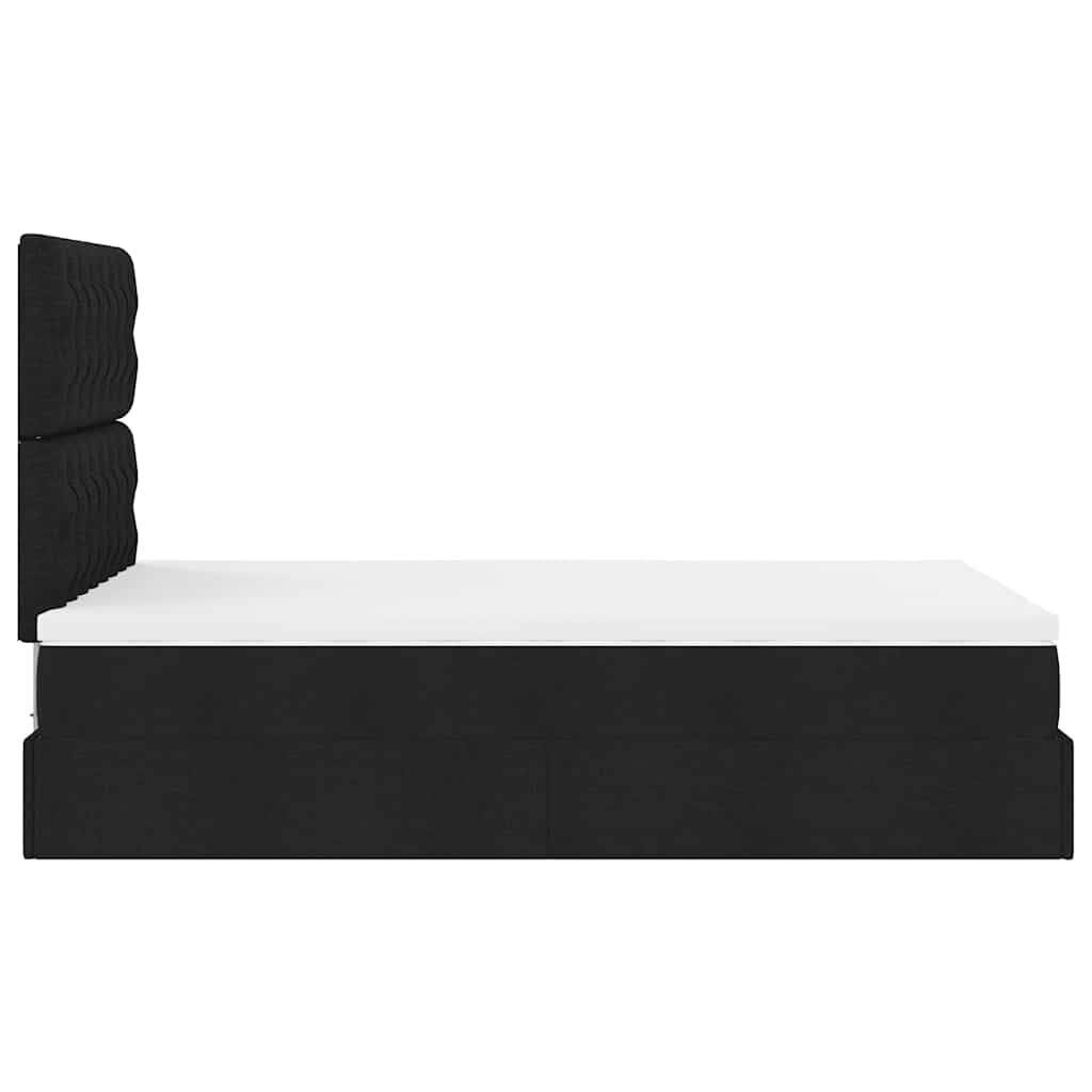 vidaXL Οθωμανικό κρεβάτι με στρώμα Μαύρο 120x190 cm Ύφασμα