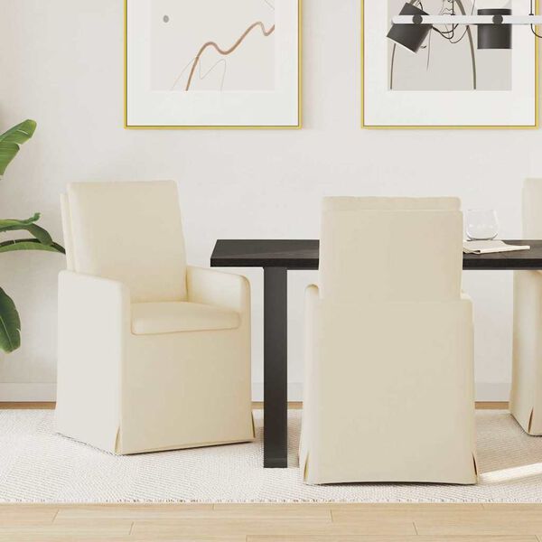 vidaXL Καρέκλες φαγητού 2 pcs Μπεζ 57 x 67 x 98 εκ Λινό