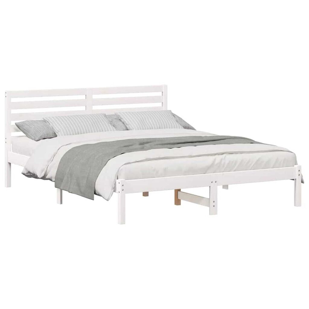 vidaXL Σκελετός Κρεβατιού Λευκό 150 x 200 cm Μασίφ ξύλο πεύκου