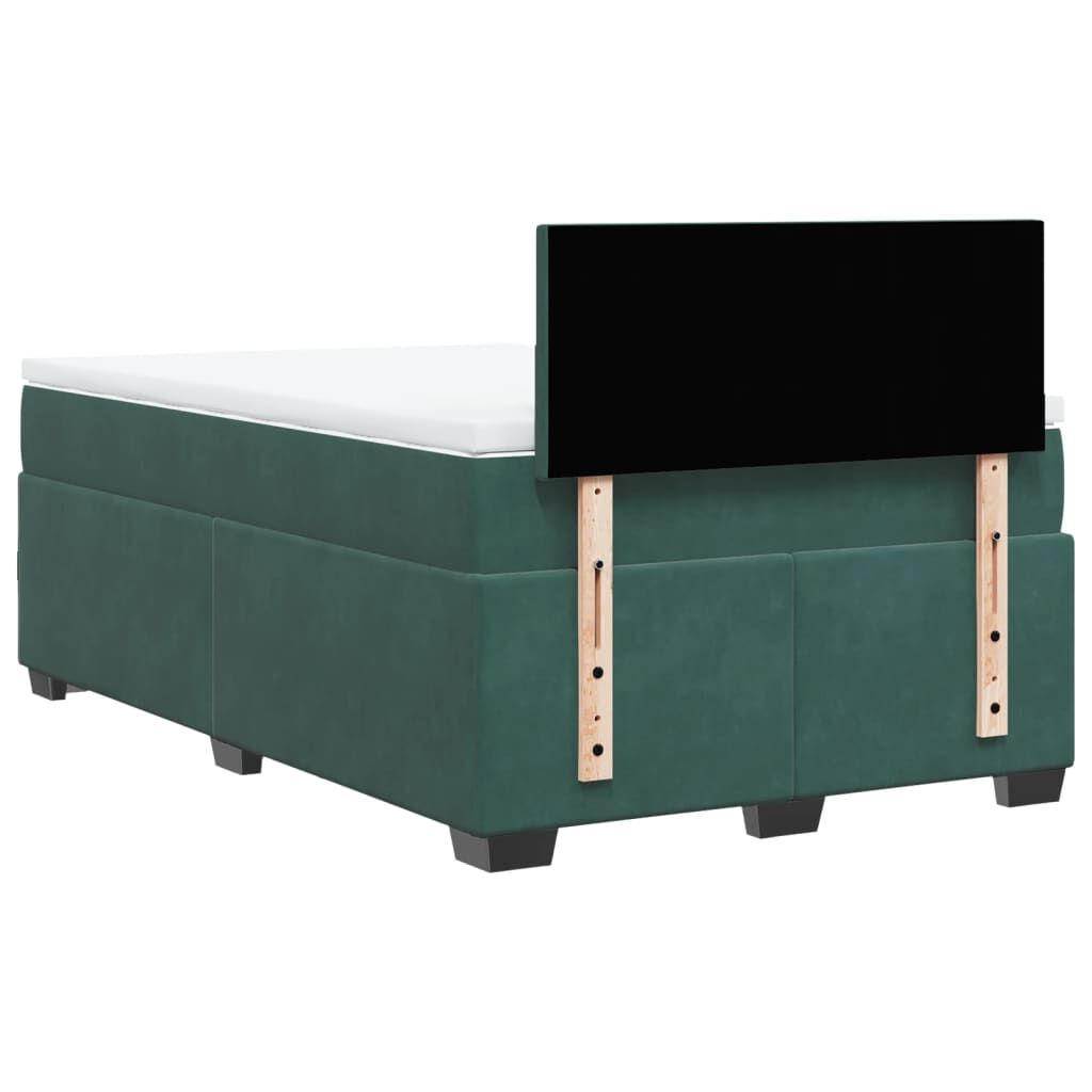 vidaXL Κρεβάτι Boxspring με Στρώμα Σκούρο Πράσινο 120x200εκ. Βελούδινο