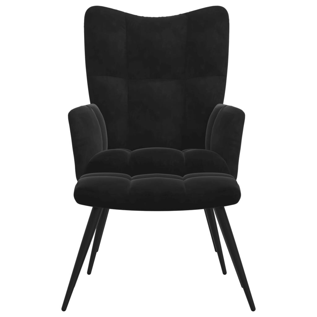 vidaXL Πολυθρόνα Relax Μαύρη Βελούδινη με Σκαμπό
