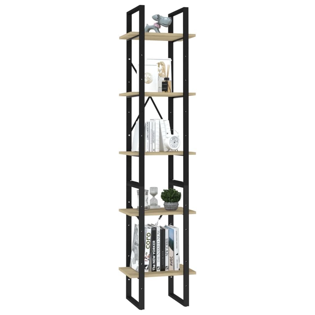 vidaXL Βιβλιοθήκη με 5 Ράφια Sonoma Δρυς 40 x 30 x 175 εκ. Επεξ. Ξύλο