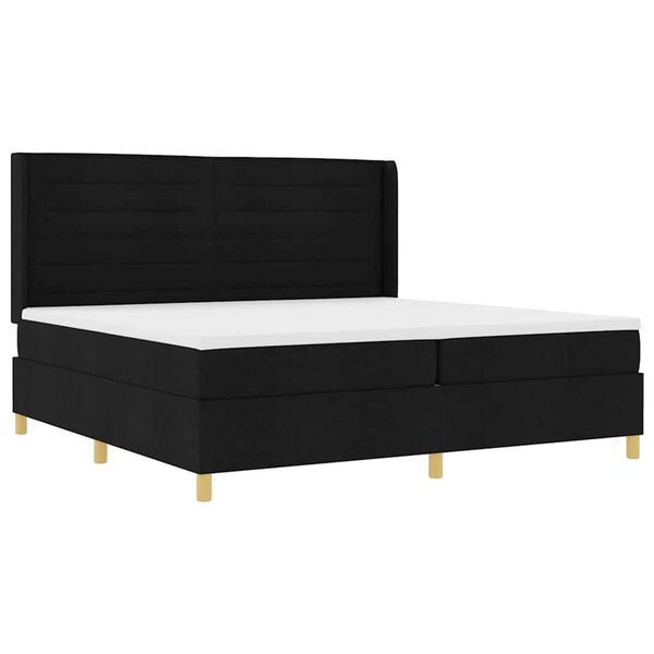 vidaXL Κρεβάτι με ελατήριο με στρώμα Μαύρο 200 x 200 cm ύφασμα
