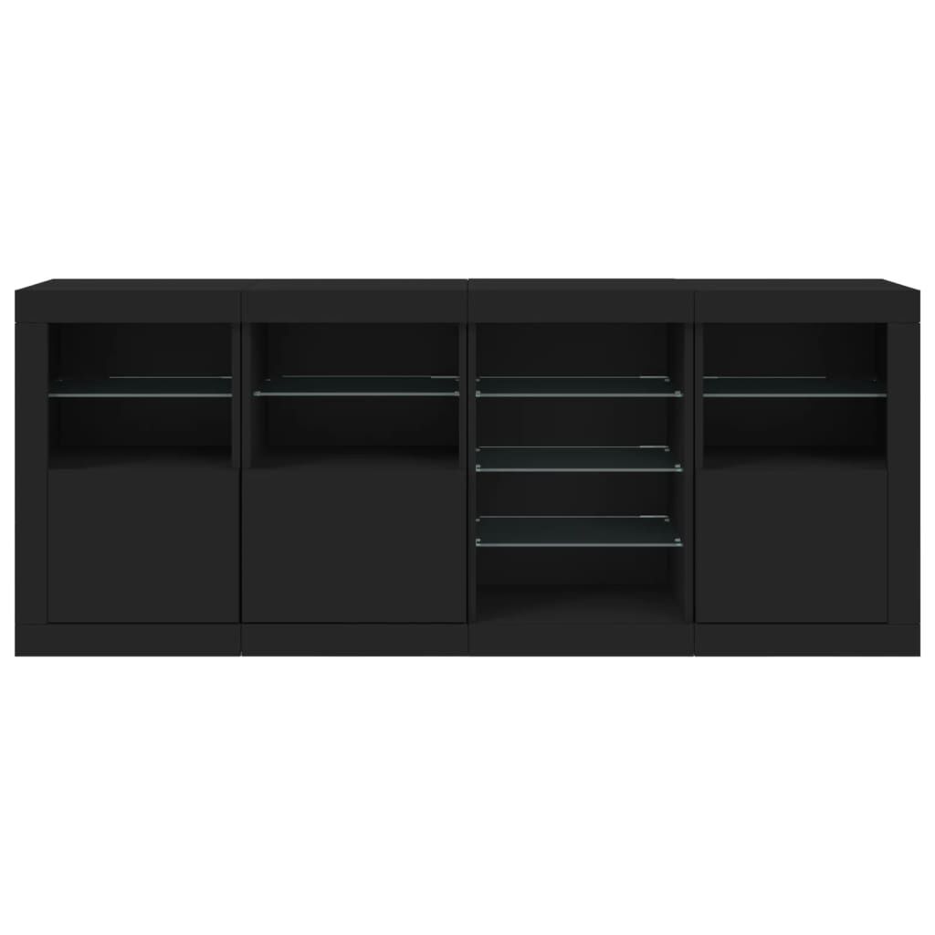 vidaXL Μπουφές με LED Μαύρος 164 x 37 x 67 εκ.