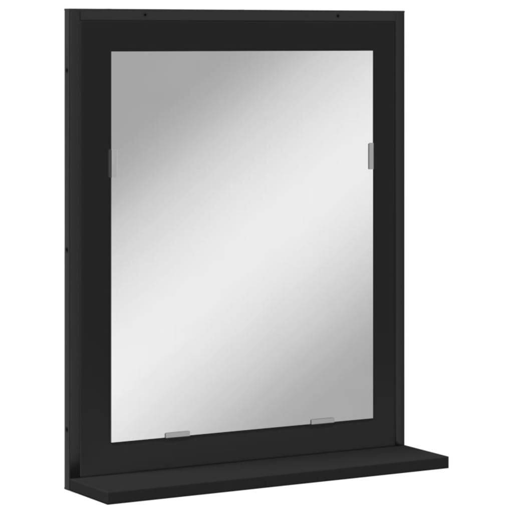 vidaXL Καθρέφτης Μπάνιου με Ράφι Μαύρος 50x12x60 εκ. από Επεξ. Ξύλο