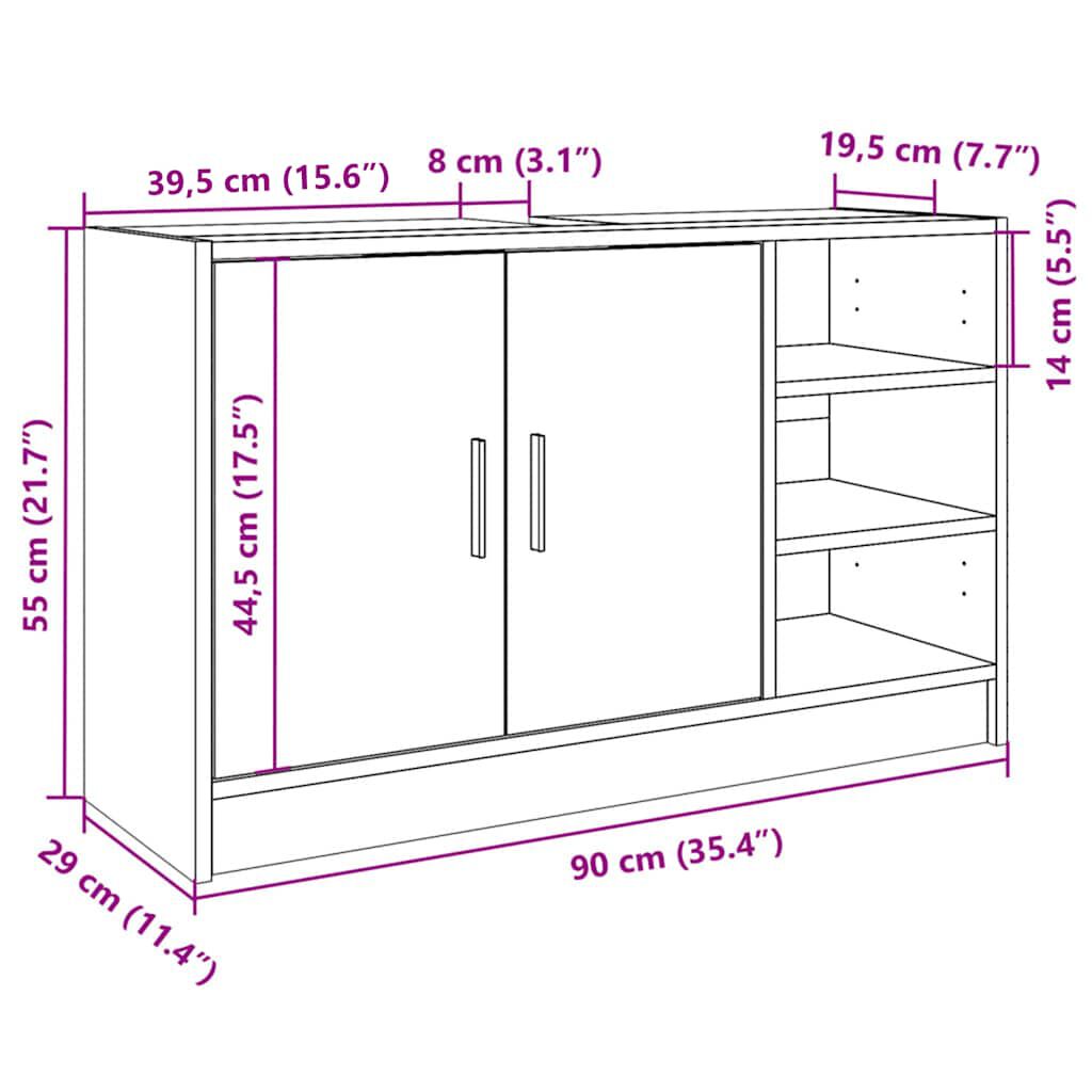 vidaXL Ντουλάπι Νιπτήρα Sonoma Δρυς 90x29x55εκ. από Επεξεργασμένο Ξύλο