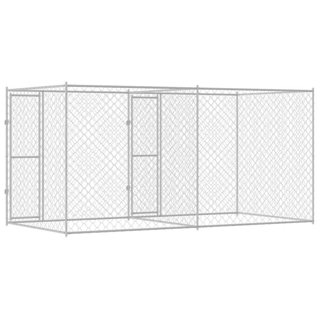 vidaXL Κλουβί σκύλου Ασημί 400 x 200 x 200 εκ. Επικαλυμμένος Χάλυβας