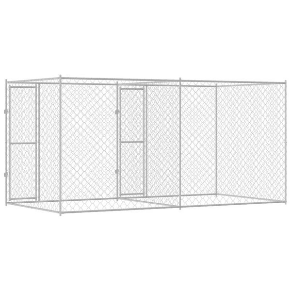 vidaXL Κλουβί σκύλου Ασημί 400 x 200 x 200 εκ. Επικαλυμμένος Χάλυβας