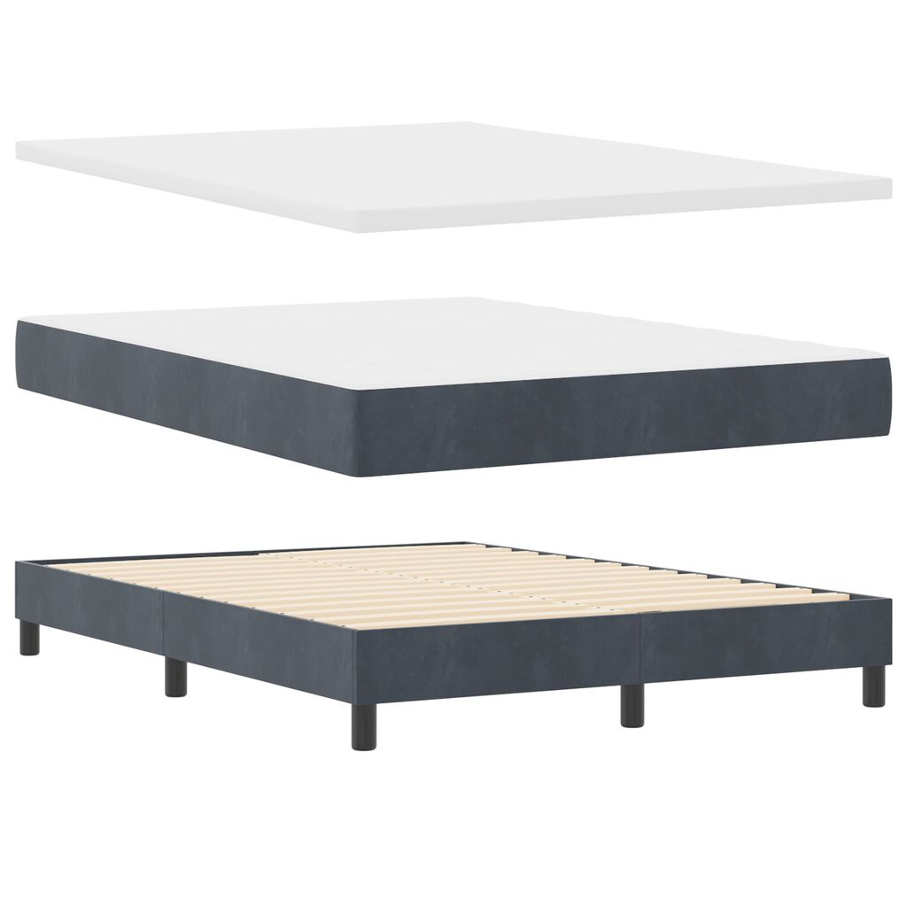Κρεβάτι Box Spring με Στρώμα vidaXL Γκρί 160x200 εκ Βελούδο