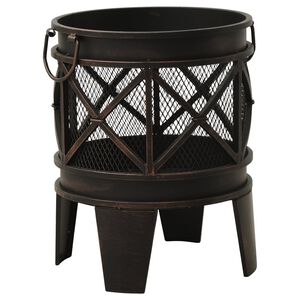 313637 vidaXL Rustic Fire Pit with Poker &Phi;42x54 cm Steel