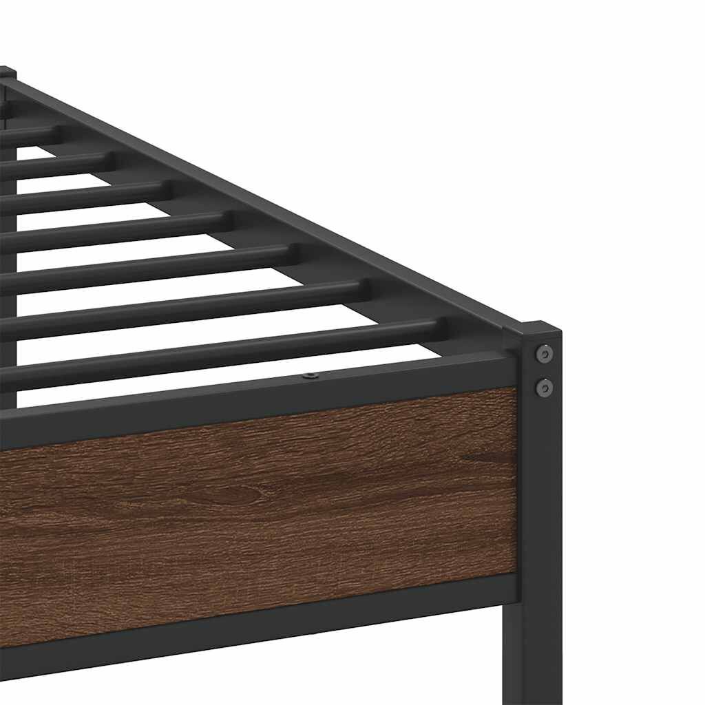 vidaXL Σκελετός Κρεβ. Χωρίς Στρώμα Καφέ Δρυς 200x200 εκ. Μεταλλικό