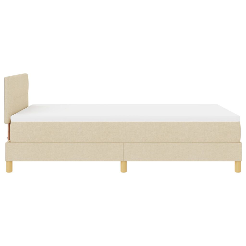 vidaXL Κρεβάτι Box Spring με Στρώμα & LED Κρεμ 120x200 εκ. Ύφασμα