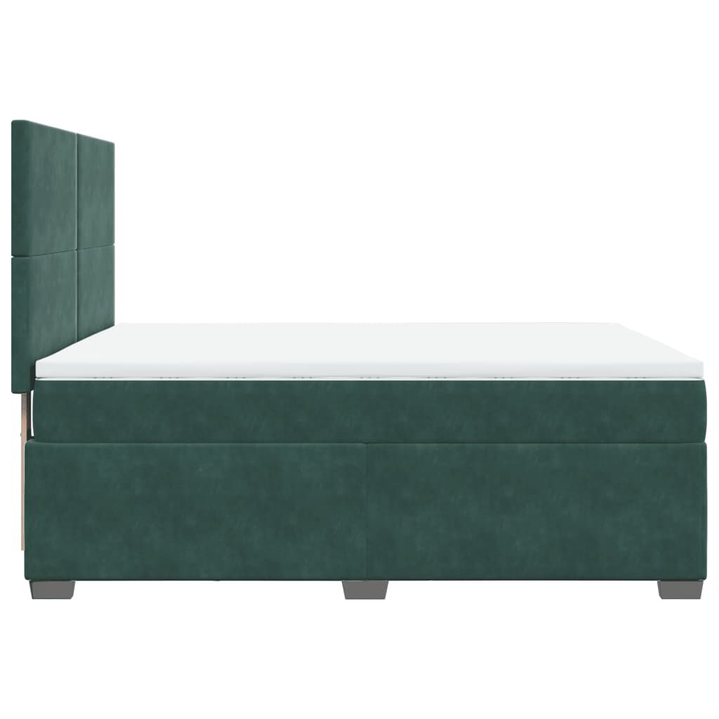 vidaXL Κρεβάτι Boxspring με Στρώμα Σκούρο Πράσινο 160x200εκ. Βελούδινο