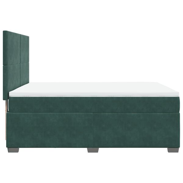 vidaXL Κρεβάτι Boxspring με Στρώμα Σκούρο Πράσινο 160x200εκ. Βελούδινο
