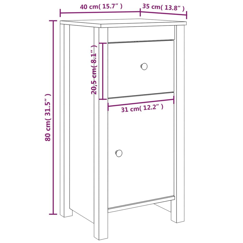 vidaXL Ντουλάπι Λευκό 40x35x80 εκ. από Μασίφ Ξύλο Πεύκου