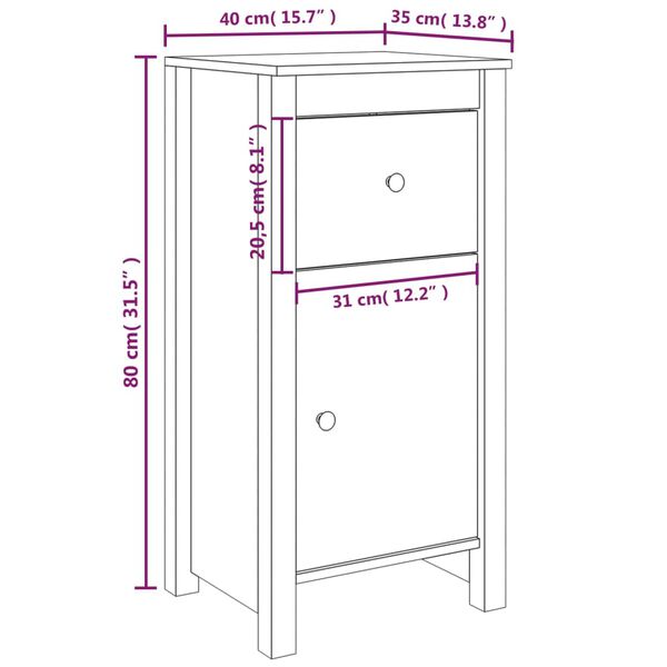 vidaXL Ντουλάπι Λευκό 40x35x80 εκ. από Μασίφ Ξύλο Πεύκου