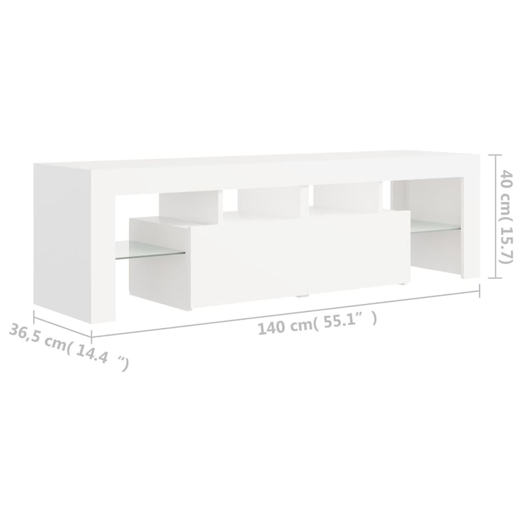 vidaXL Έπιπλο Τηλεόρασης με LED Λευκό 140 x 36,5 x 40 εκ.