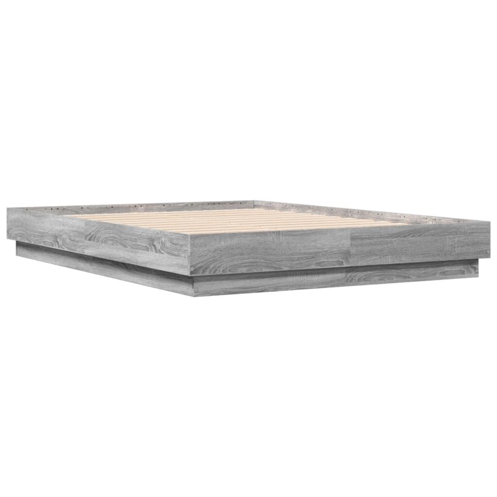 vidaXL Πλαίσιο Κρεβατιού με LED Γκρι Sonoma 135x190 εκ.