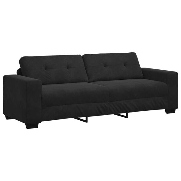 vidaXL Σετ Καναπέ με μαξιλάρι 3 pcs Μαύρο 221 x 78 x 80 εκ Βελούδο