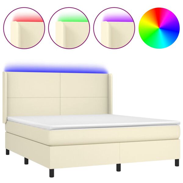 vidaXL &Kappa;&rho;&epsilon;&beta;ά&tau;&iota; Boxspring &mu;&epsilon; &Sigma;&tau;&rho;ώ&mu;&alpha; & LED &Kappa;&rho;&epsilon;&mu; 180x200 &epsilon;&kappa;. &Sigma;&upsilon;&nu;&theta;. &Delta;έ&rho;&mu;&alpha;