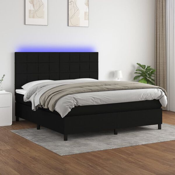 vidaXL &Kappa;&rho;&epsilon;&beta;ά&tau;&iota; Boxspring &mu;&epsilon; &Sigma;&tau;&rho;ώ&mu;&alpha; & LED &Mu;&alpha;ύ&rho;&omicron; 180x200 &epsilon;&kappa;. &Upsilon;&phi;&alpha;&sigma;&mu;ά&tau;&iota;&nu;&omicron;