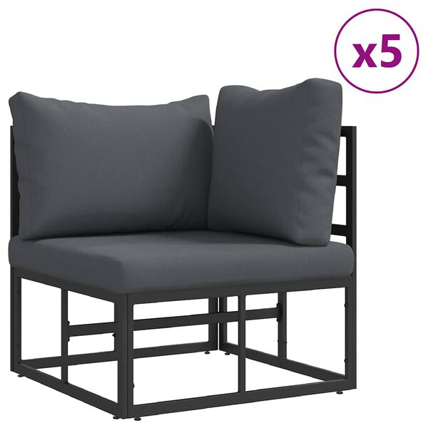 vidaXL Σετ Καναπέ Κήπου με μαξιλάρι 9 pcs Μαύρο Αλουμίνιο