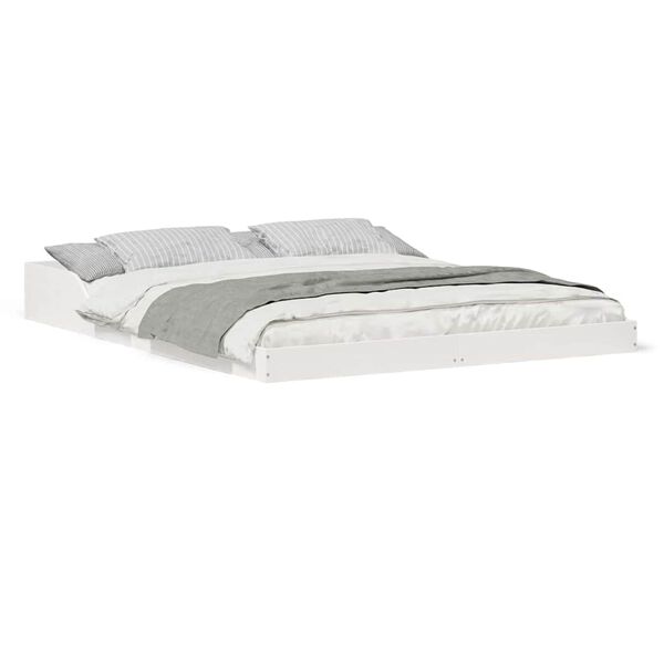 vidaXL Σκελετός Κρεβατιού Λευκό 140 x 220 cm Μασίφ ξύλο πεύκου