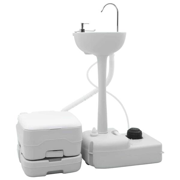 vidaXL Τουαλέτα Κάμπινγκ 2 pcs Γκρι και Λευκό 50.5 x 33 x 103 εκ