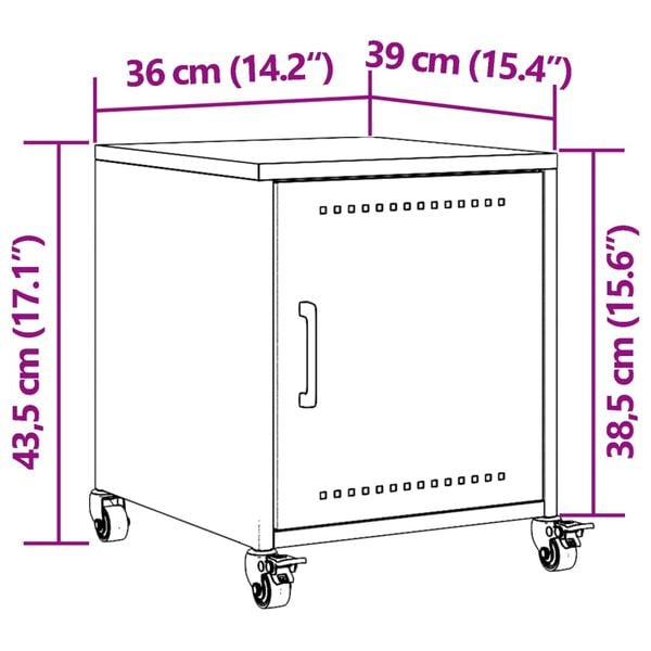 vidaXL Κομοδίνο Μαύρο 36x39x43,5 εκ. από Χάλυβα