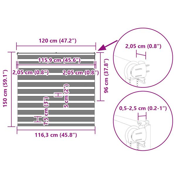 vidaXL Ζέβρα τυφλή Ανοιχτό Γκρι Πλάτος υφάσματος 115,9 εκ. Πολυεστέρας