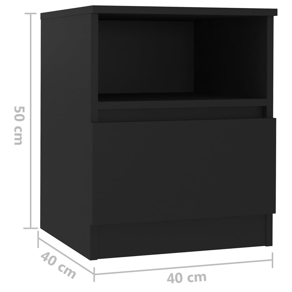 vidaXL Κομοδίνο Μαύρο 40 x 40 x 50 εκ. από Επεξ. Ξύλο