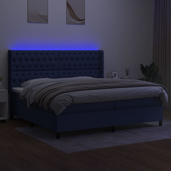vidaXL &Kappa;&rho;&epsilon;&beta;ά&tau;&iota; Boxspring &mu;&epsilon; &Sigma;&tau;&rho;ώ&mu;&alpha; & LED &Mu;&pi;&lambda;&epsilon; 200x200 &epsilon;&kappa;. &Upsilon;&phi;&alpha;&sigma;&mu;ά&tau;&iota;&nu;&omicron;