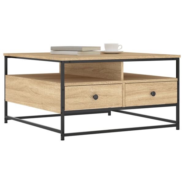 vidaXL Τραπεζάκι Σαλονιού Sonoma Δρυς 80 x 80 x 45 εκ. Επεξεργ. Ξύλο