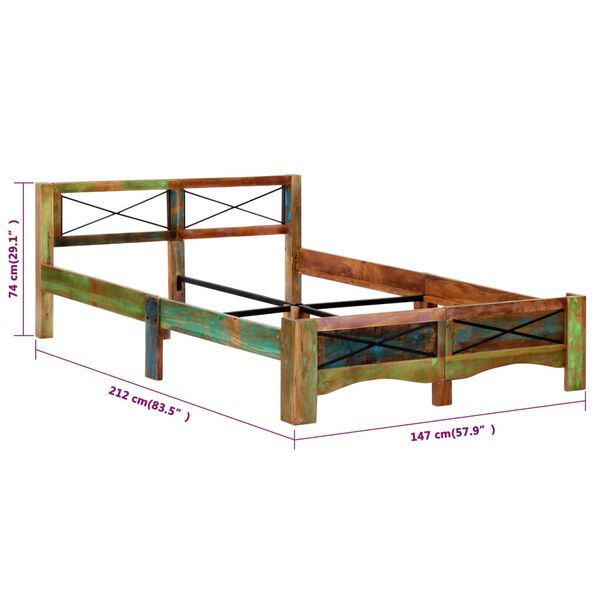 vidaXL Πλαίσιο Κρεβατιού 140 x 200 εκ. από Μασίφ Ανακυκλωμένο Ξύλο