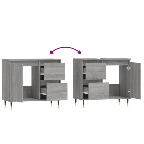 vidaXL Ντουλάπι Μπάνιου Γκρι Sonoma 65x33x60 εκ. Επεξεργασμένο Ξύλο