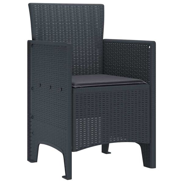 vidaXL Καρέκλα Κήπου 2 pcs Ανθρακί 53 x 49 x 85 εκ. PP