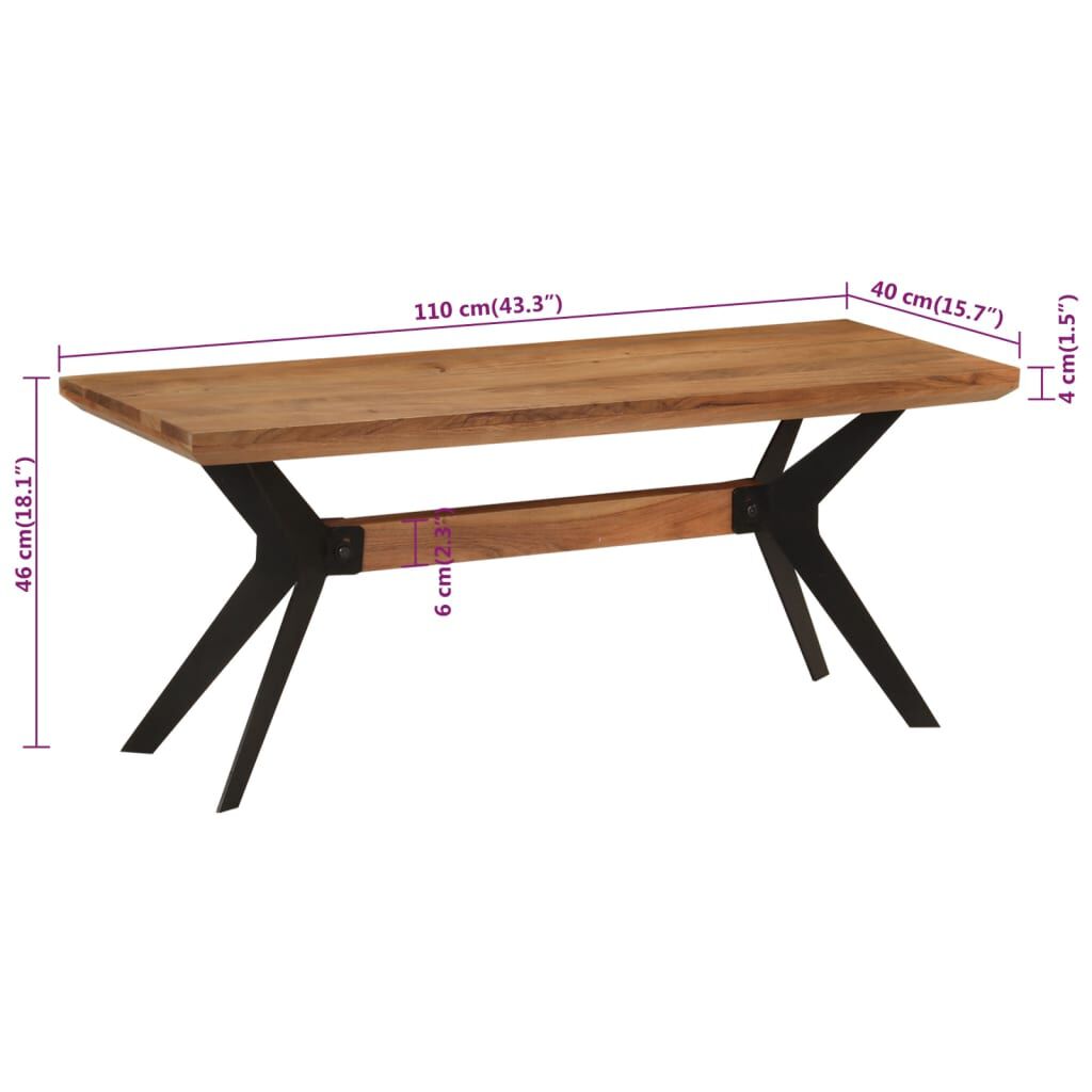 vidaXL Πάγκος Τραπεζαρίας 110x40x46 εκ. Μασίφ Ξύλο Ακακίας/Ατσάλι