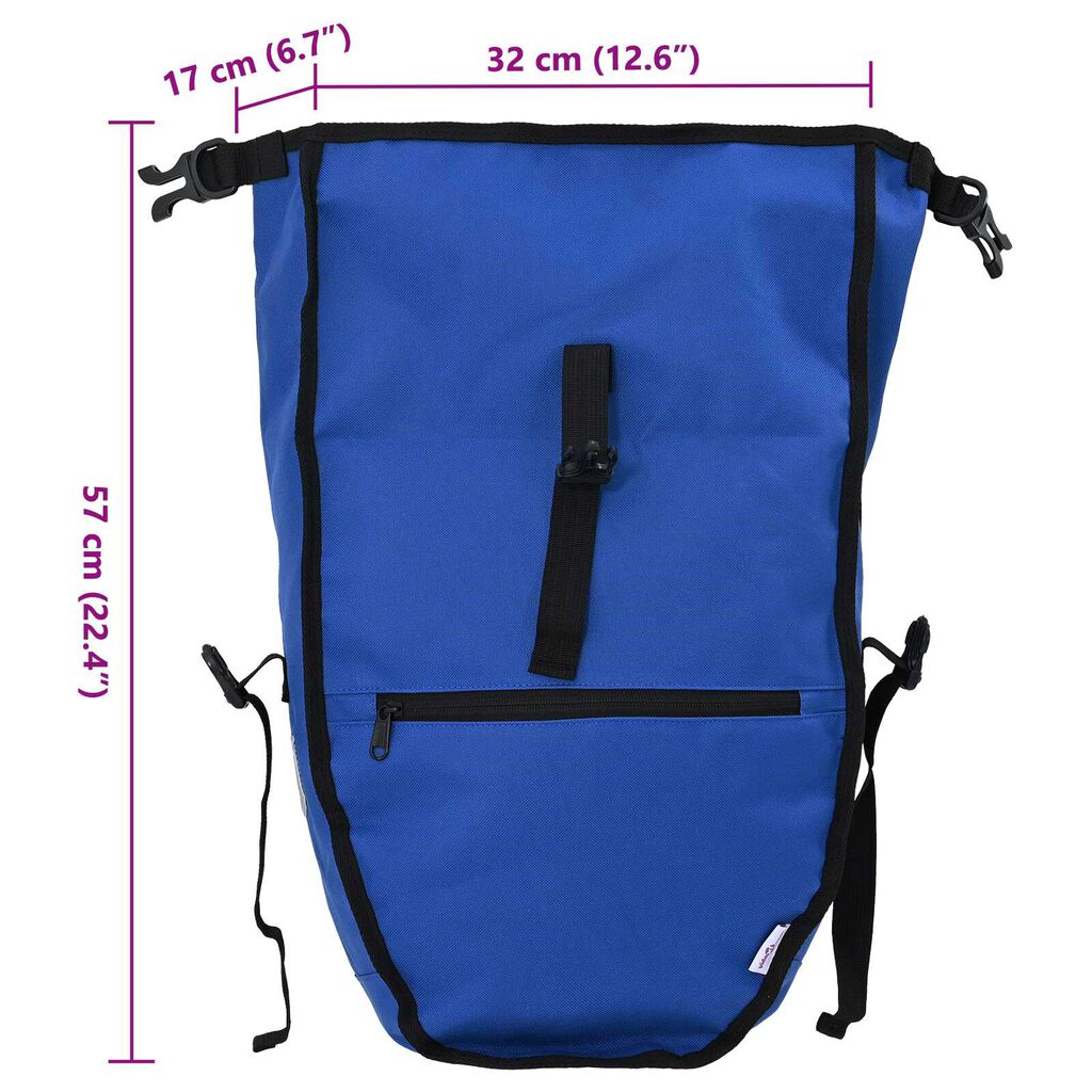 vidaXL τσάντα ποδηλάτου για ράγα πλαισίου 25 L, μπλε, 32.5 x 17 x 57 εκ.