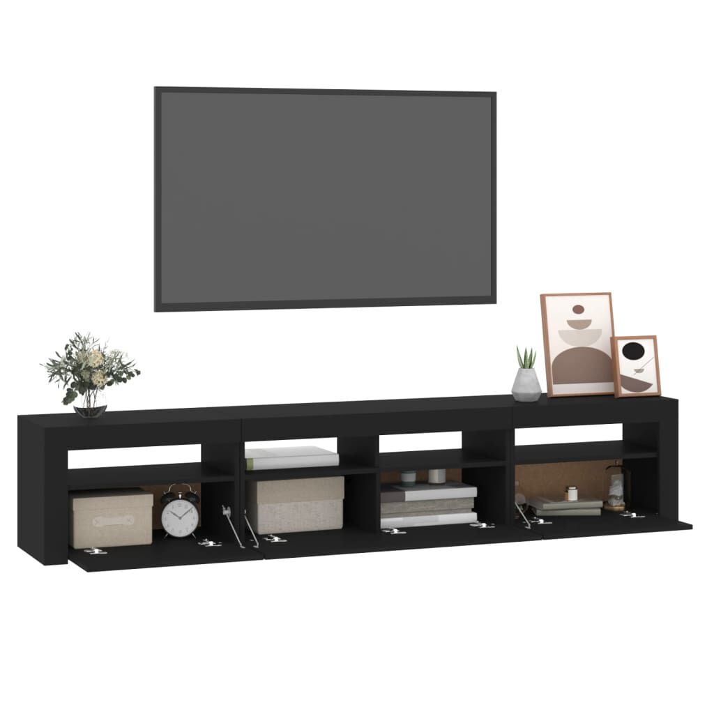 vidaXL Έπιπλο Τηλεόρασης με LED Μαύρο 210x35x40 εκ.