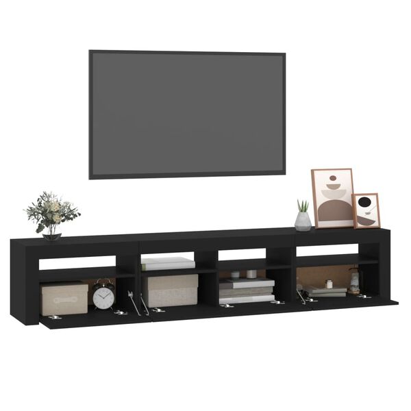 vidaXL Έπιπλο Τηλεόρασης με LED Μαύρο 210x35x40 εκ.